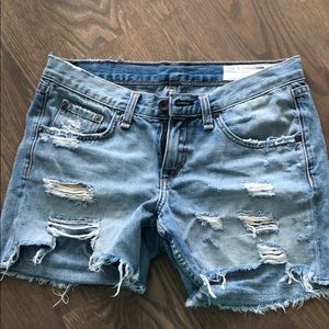Rag n Bone distressed light wash denim shorts